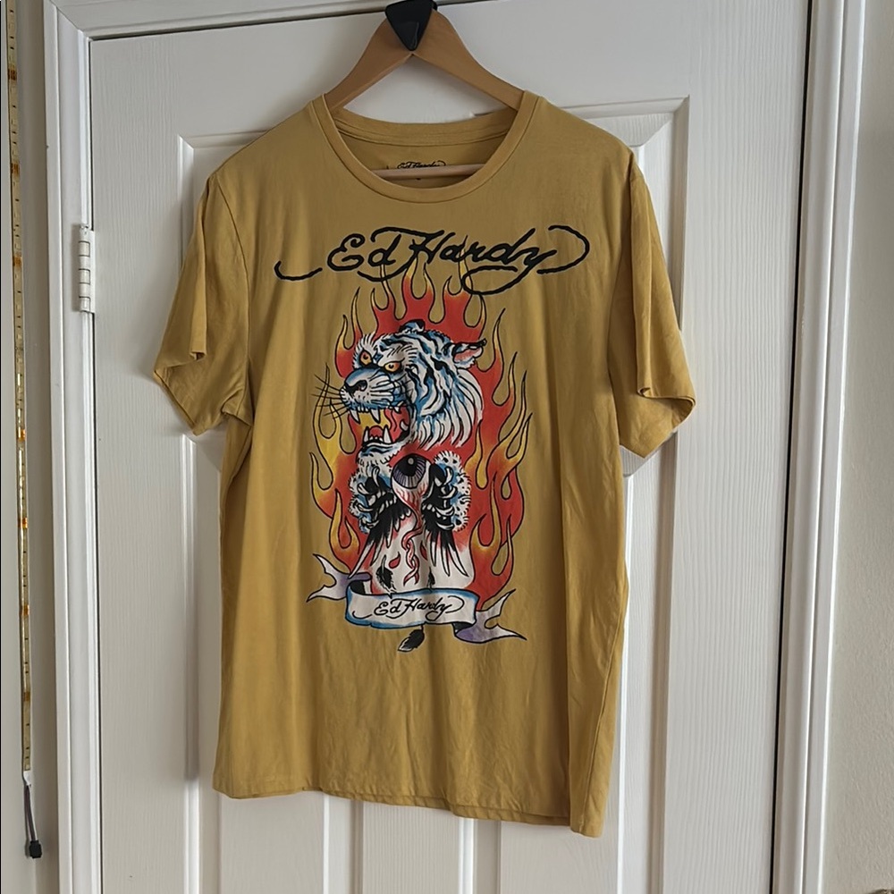 Ed Hardy Yellow Graphic T-Shirt